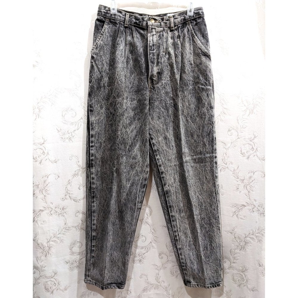 Vintage 90s 80s High Waist Acid Wash Black Jeans 16 High Rise Prairie Rose NWOT